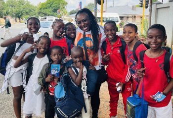 Shanna McGuire and Children at the Combined Farm School
